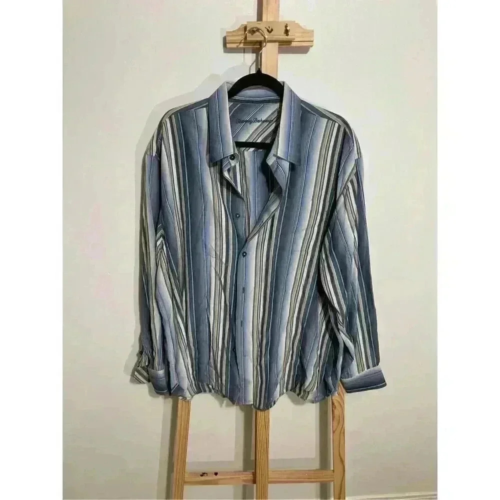 Tommy Bahama Men’s stripped button down collared dress shirt sizes XXL
